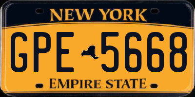 NY license plate GPE5668