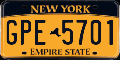 NY license plate GPE5701