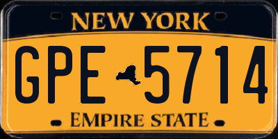 NY license plate GPE5714