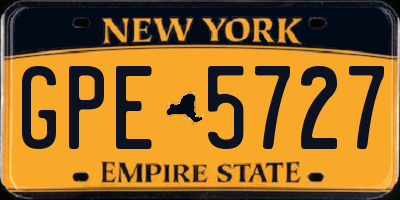 NY license plate GPE5727