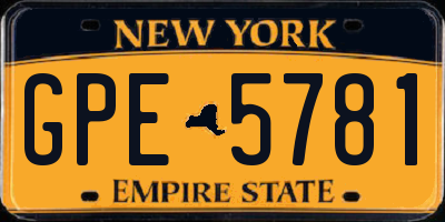 NY license plate GPE5781