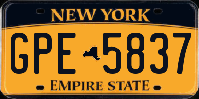 NY license plate GPE5837