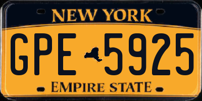 NY license plate GPE5925