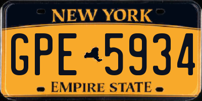 NY license plate GPE5934