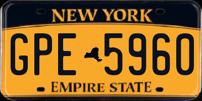 NY license plate GPE5960