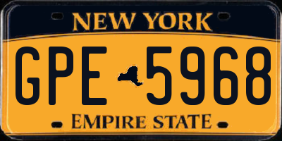 NY license plate GPE5968