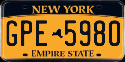 NY license plate GPE5980