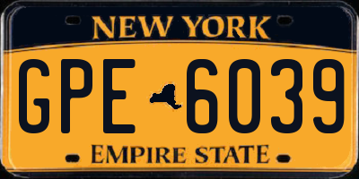 NY license plate GPE6039