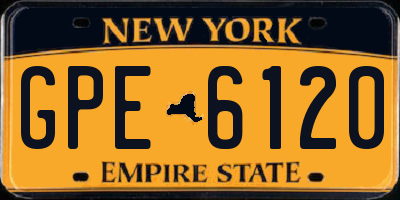 NY license plate GPE6120