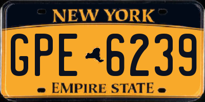 NY license plate GPE6239