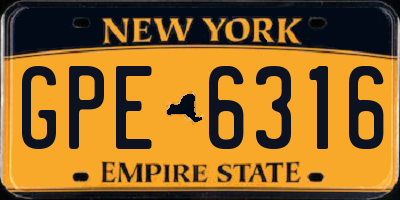 NY license plate GPE6316