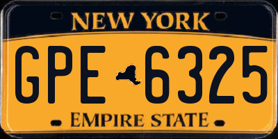 NY license plate GPE6325
