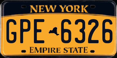 NY license plate GPE6326