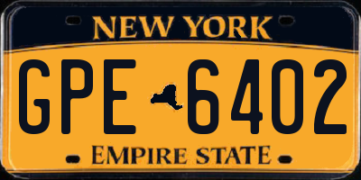 NY license plate GPE6402