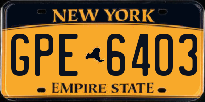 NY license plate GPE6403