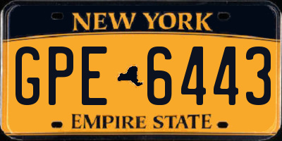 NY license plate GPE6443