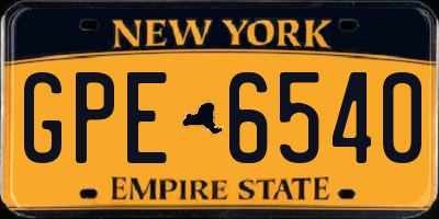 NY license plate GPE6540