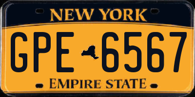 NY license plate GPE6567