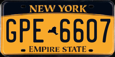 NY license plate GPE6607
