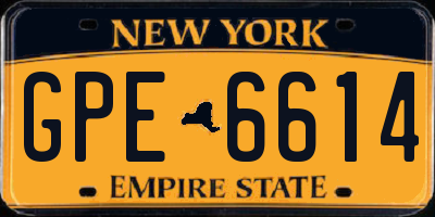 NY license plate GPE6614