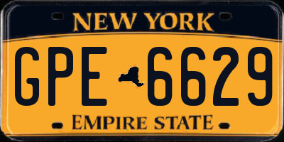 NY license plate GPE6629