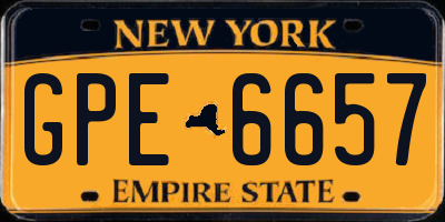 NY license plate GPE6657