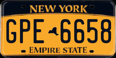 NY license plate GPE6658