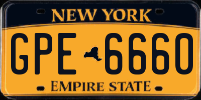 NY license plate GPE6660