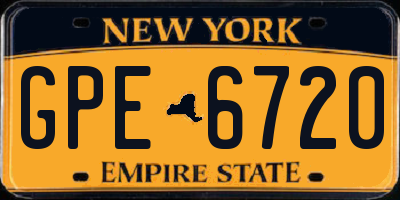 NY license plate GPE6720