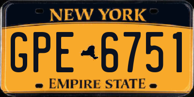 NY license plate GPE6751