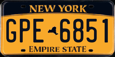NY license plate GPE6851