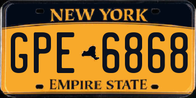 NY license plate GPE6868