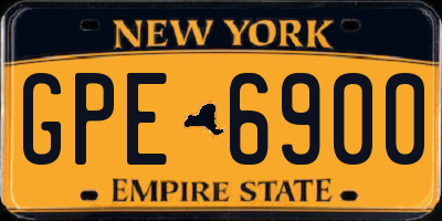 NY license plate GPE6900