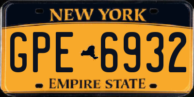 NY license plate GPE6932