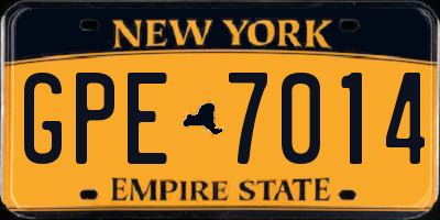 NY license plate GPE7014