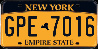 NY license plate GPE7016