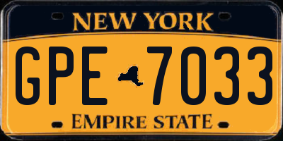 NY license plate GPE7033