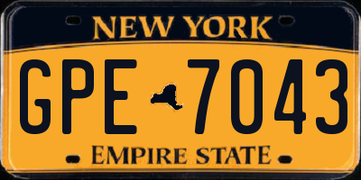 NY license plate GPE7043