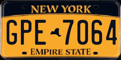 NY license plate GPE7064