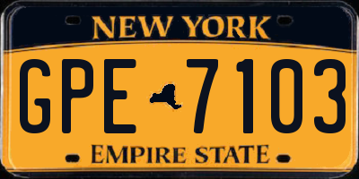 NY license plate GPE7103