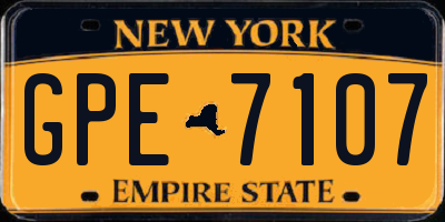 NY license plate GPE7107