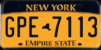 NY license plate GPE7113