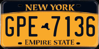 NY license plate GPE7136