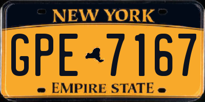 NY license plate GPE7167