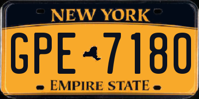 NY license plate GPE7180