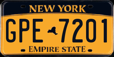 NY license plate GPE7201
