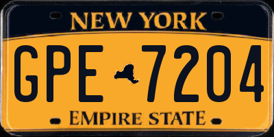NY license plate GPE7204
