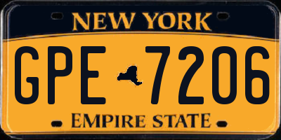 NY license plate GPE7206