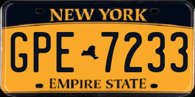NY license plate GPE7233