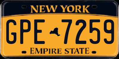 NY license plate GPE7259